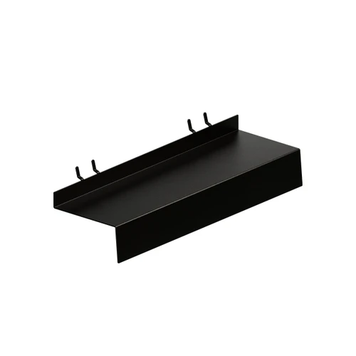 Slimline metal with ticket provision to suit shelf for slatwall, slatmesh and metal peg 293 W x 100 mm D(S2551BKS)