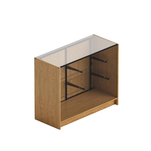 Shop for Shops Counter showcase 1200 w timber laminate glass top & 2 shelves 1200 W x 965 H x 508 mm D(F5000OAK)