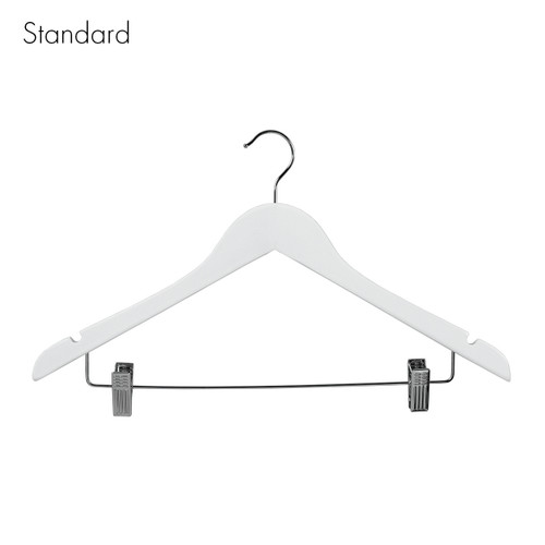 Shop for Shops Wooden hanger standard contoured with notches & adjustable clips 440 W x 12 mm Thick(HSC2631WH)