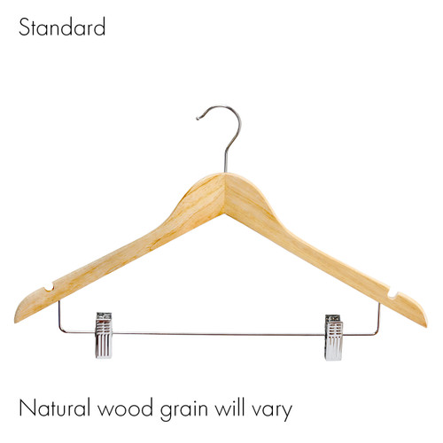 Shop for Shops Wooden hanger standard contoured with notches & adjustable clips 440 W x 12 mm Thick(HSC2631BH)