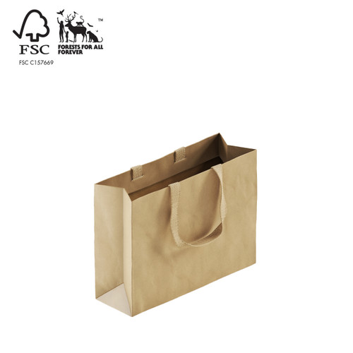 Shop for Shops Style Paper Bag Small Boutique with woven ribbon handle 350 W x 260 H x 110mm gusset(A8038.2NAT)