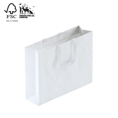 Shop for Shops Style Paper Bag Boutique with woven ribbon handle 450 W x 350 H x 120mm gusset(A8039.2WH)