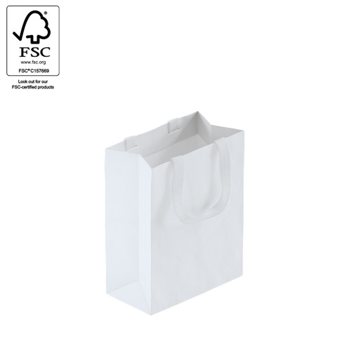 Style paper bag medium with woven ribbon handle 260 W x 330 H x 135 mm gusset(A8033.2WH)