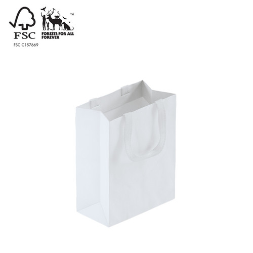 Shop for Shops Style paper bag medium with woven ribbon handle 260 W x 330 H x 135 mm gusset(A8033.2WH)