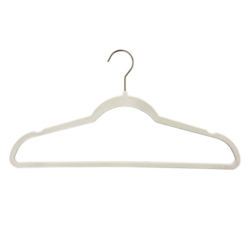 Flocked velvet space saver top hanger with notches & rail 440 W x 4mm thick(H5100.1WH)