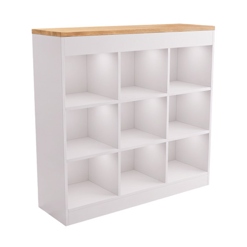 Pigeonhole Unit 3 x 3 cubes with top cover(M5153WHOAKS)