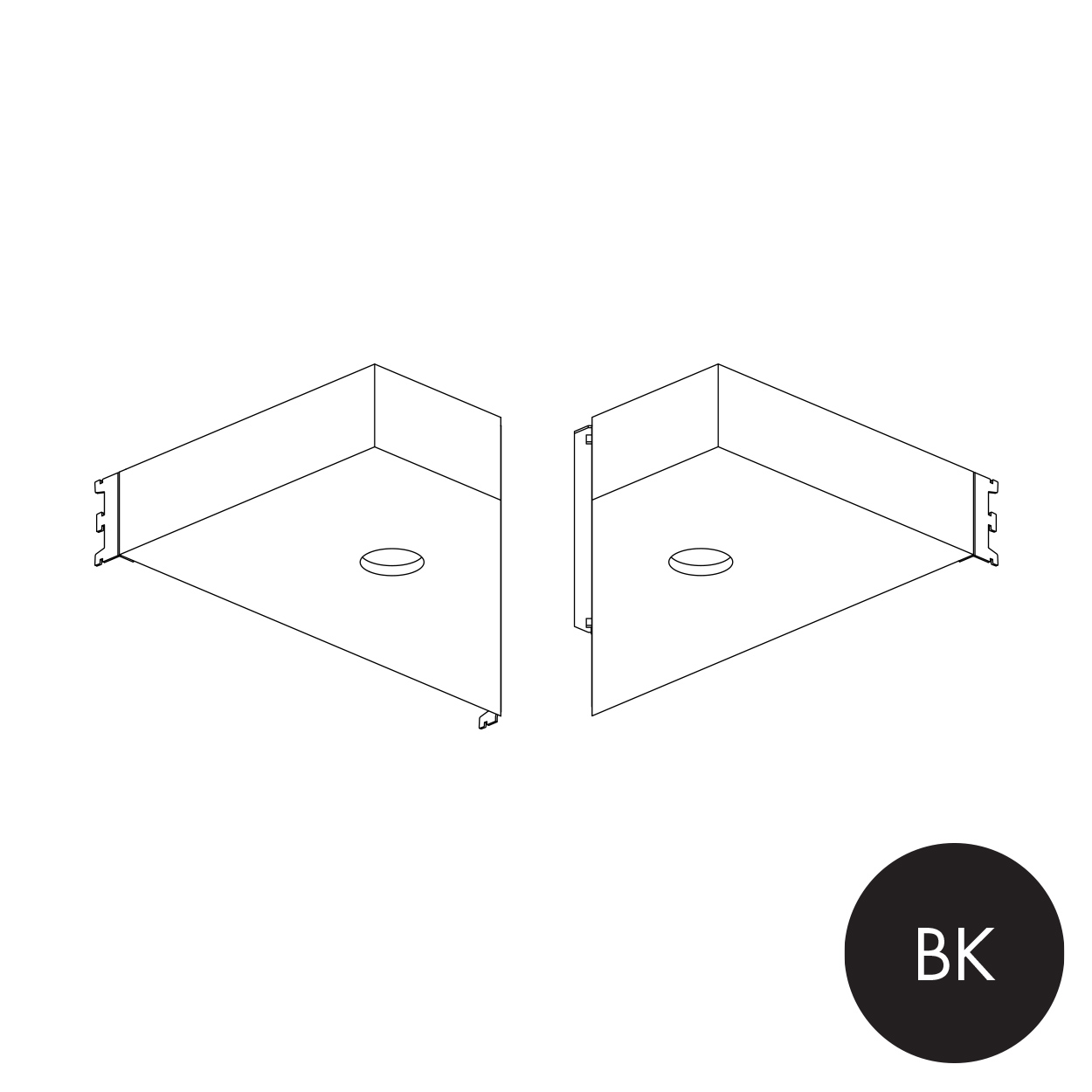 MAXe corner downlight pelmet box set 600 x 600 mm bay  100 H x 400 mm D(E61426.4BK)