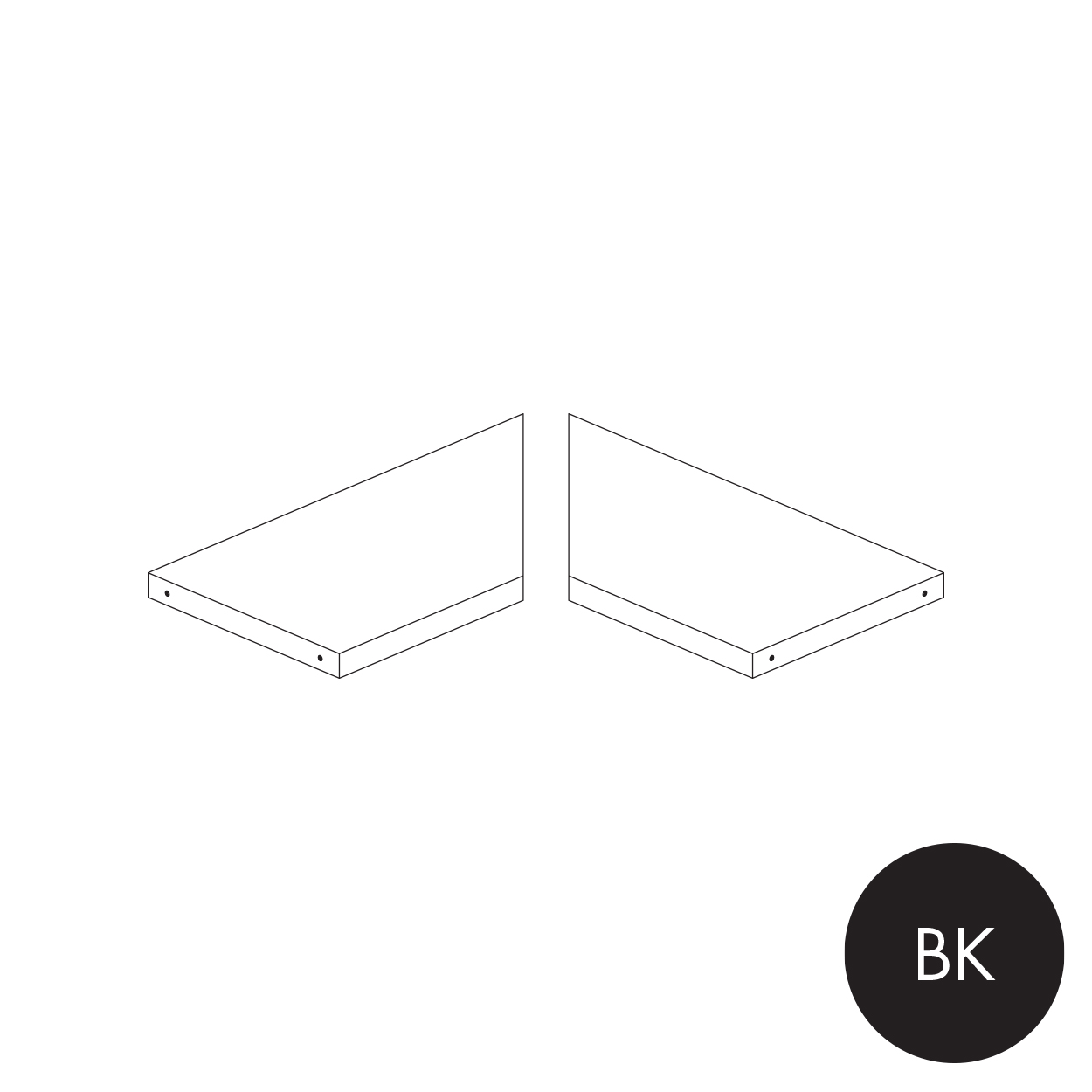 MAXe 30 mm corner shelf set 600 x 600 bay - 300 mm D  593 W x 30 mm Thick(E6336BK)