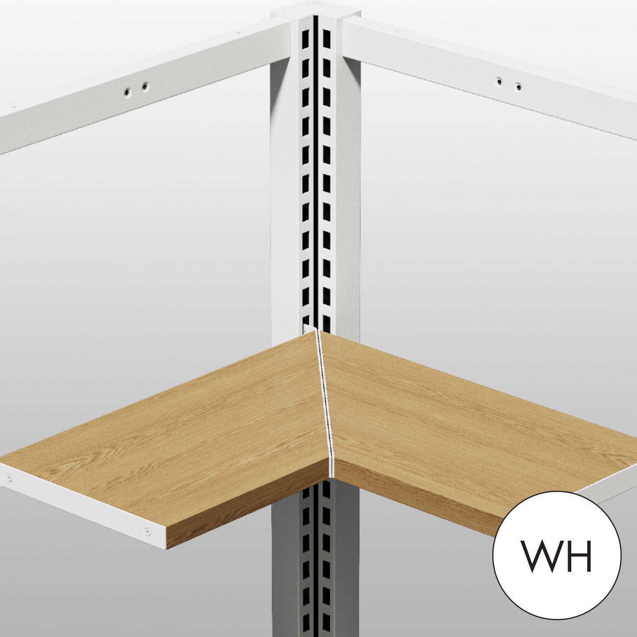 MAXe 30 mm corner shelf set 600 x 600 bay - 300 mm D  593 W x 30 mm Thick(E6336WH)