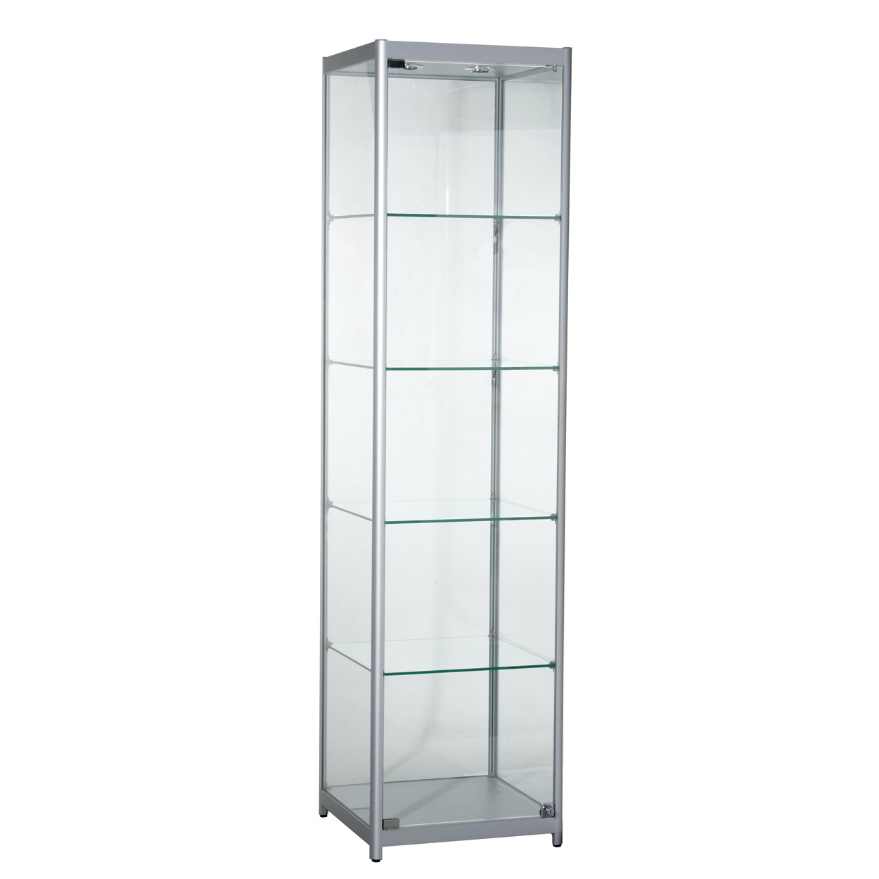 Shop for Shops 4-shelf alu tower showcase LED lighting & lockable door 1980 H x 500 W x 500 mm D(F2701CGAL)