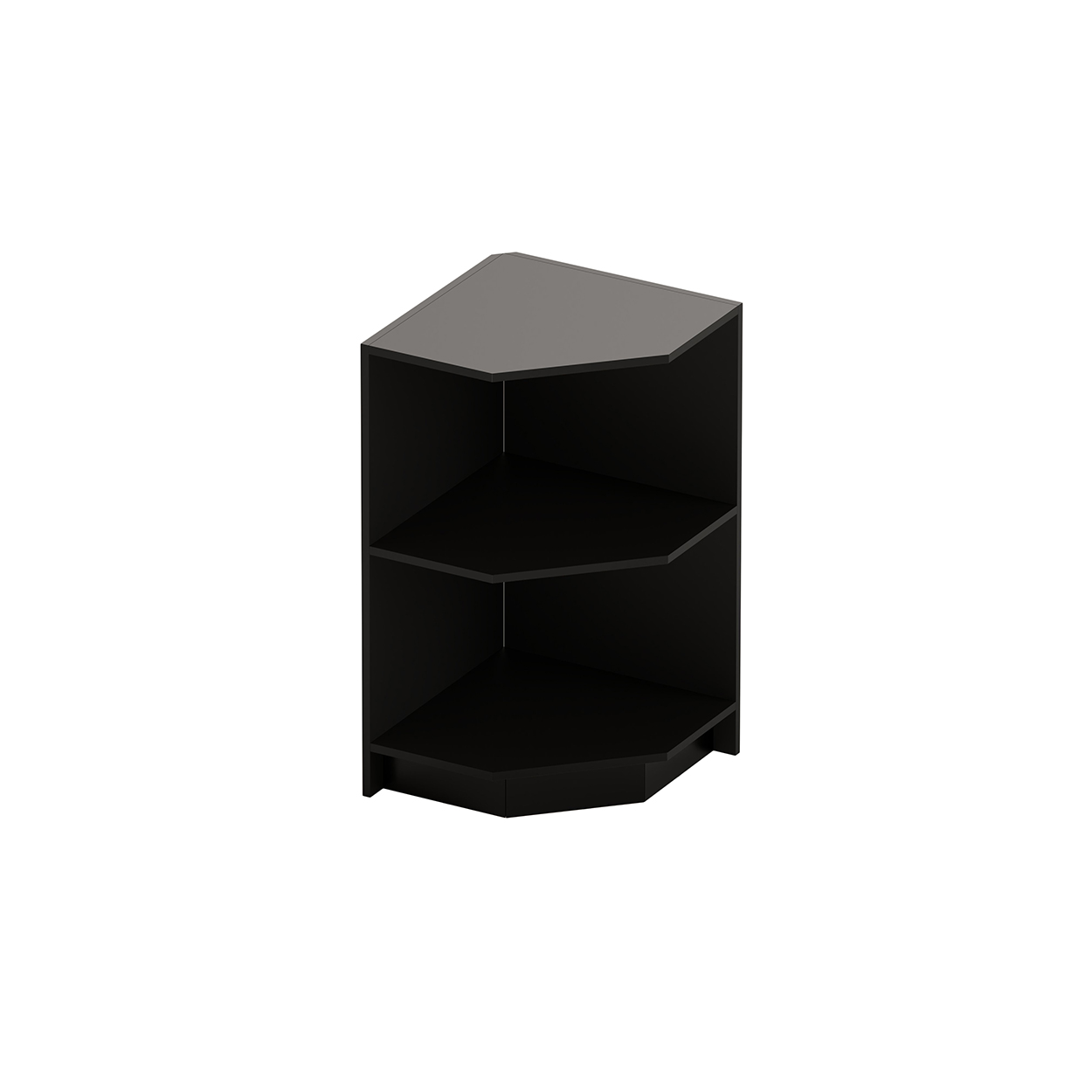 Open corner counter timber laminate with shelf  526 W x 526 D x 965 mm H(F4002BK)