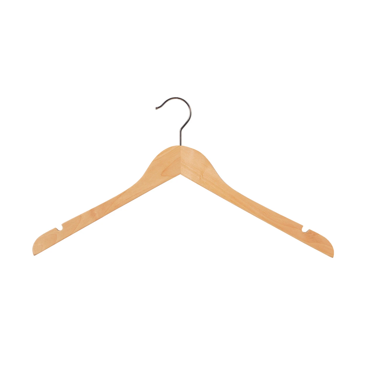 Wooden hanger premium contoured wishbone with notches  410 W x 14 mm Thick(H2626BH)