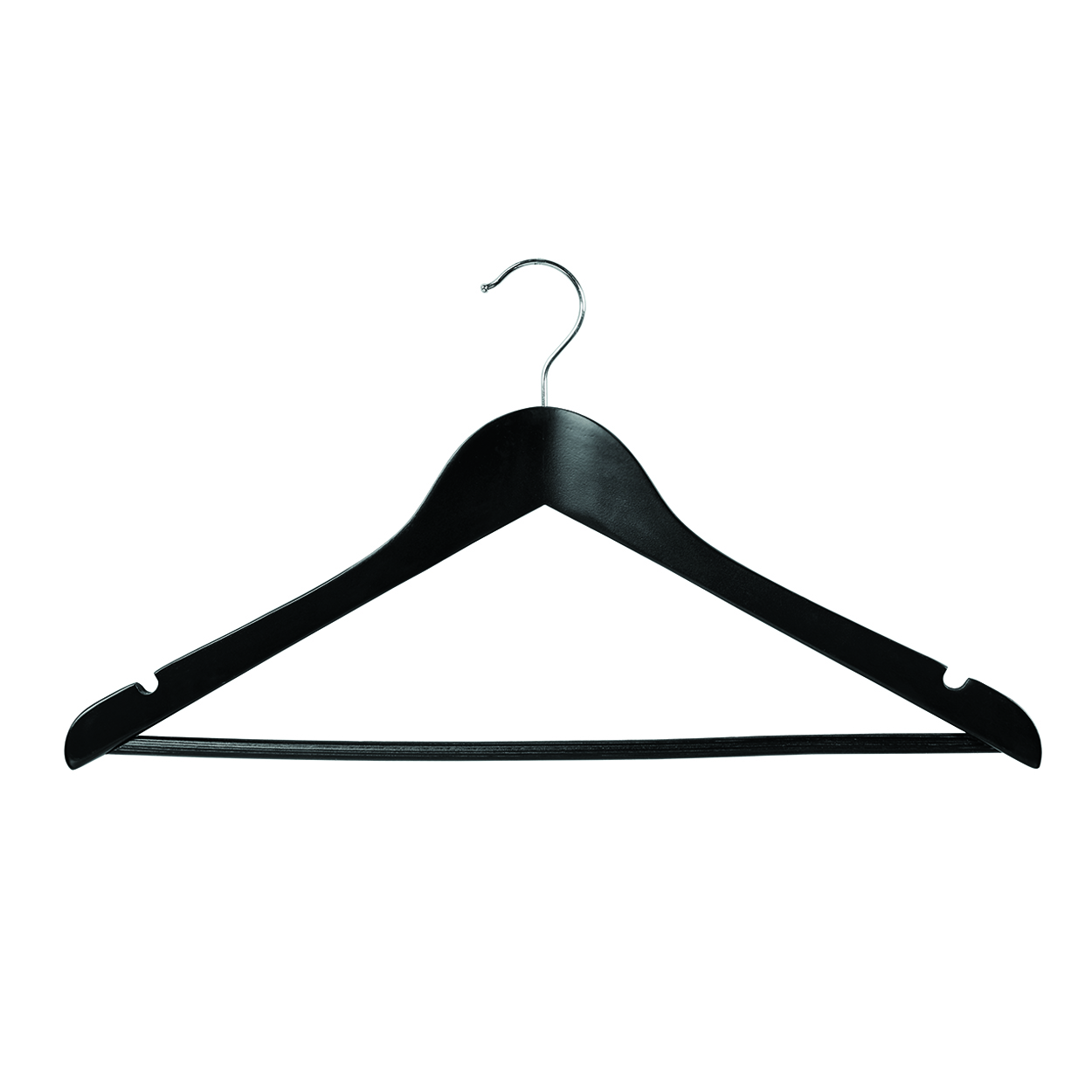 Shop for Shops Wooden hanger premium contoured with notches & rail 440 W x 14 mm Thick(H2630BK)