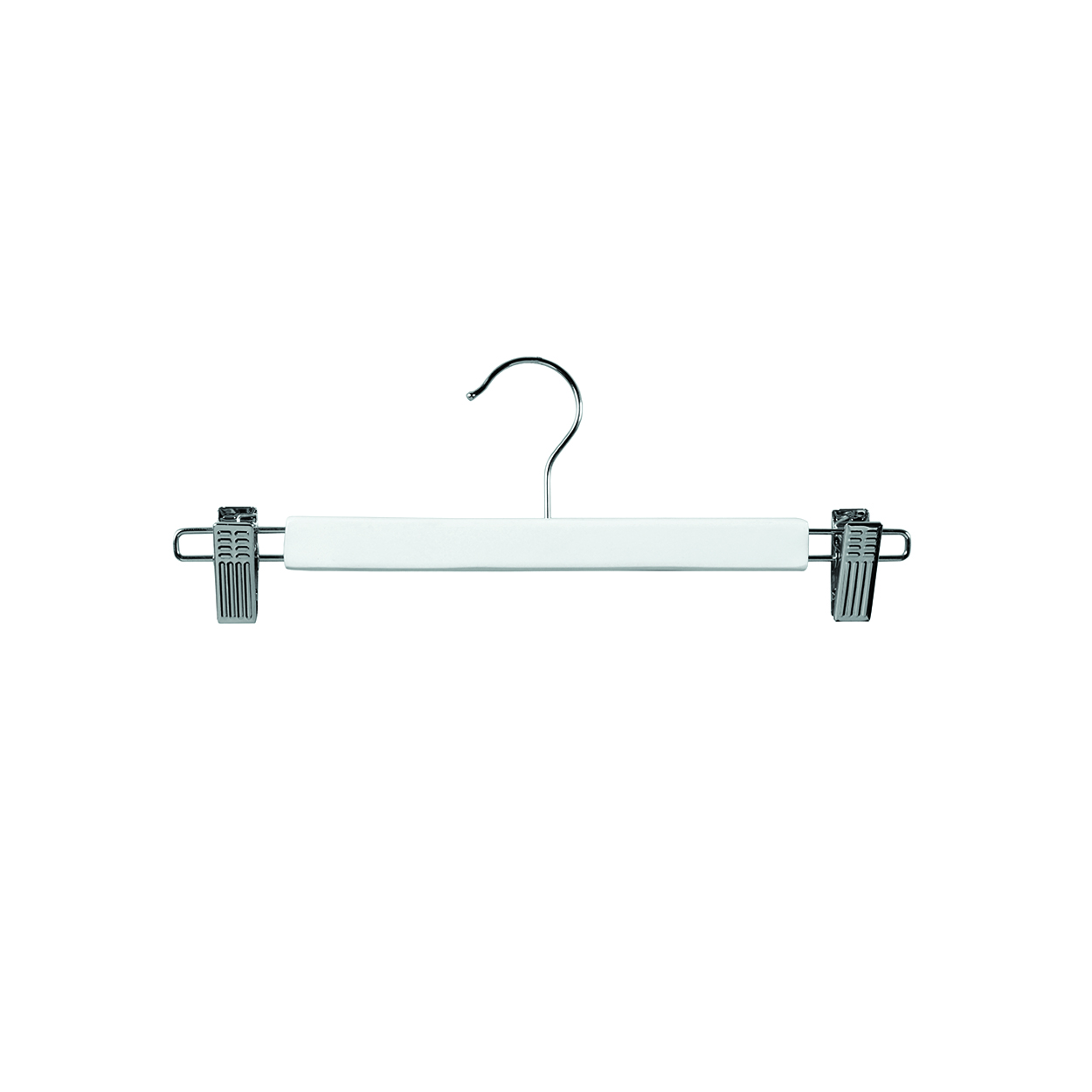 Wooden hanger premium flat with clips at ends  330 W x 12 mm Thick(H2634WH)