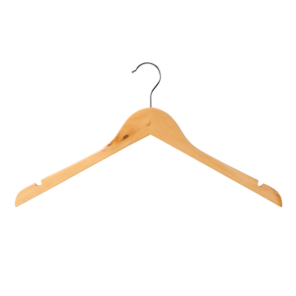 Wooden hanger slimline flat wishbone with notches  440 W x 10 mm Thick(H2642BH)