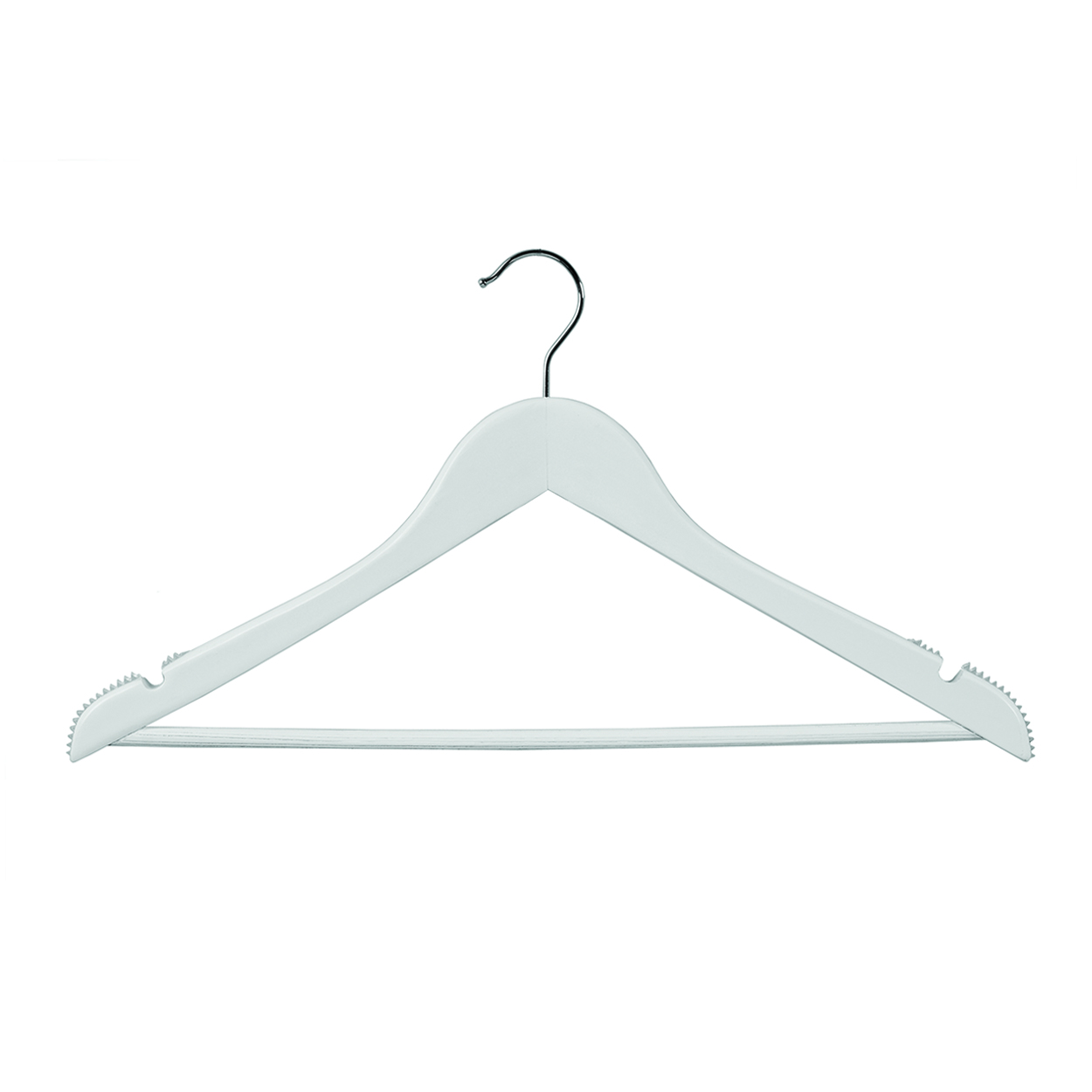 Wooden hanger premium contoured with notches, ribs & rail  440 W x 14 mm Thick(H2650WH)