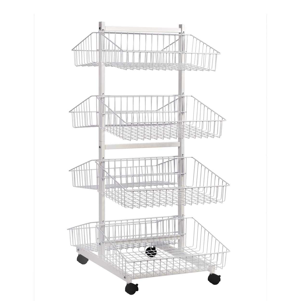 8 x wire baskets on double sided stand with lockable castors  570 W x 722 D x 1520 mm H(M1620WH)