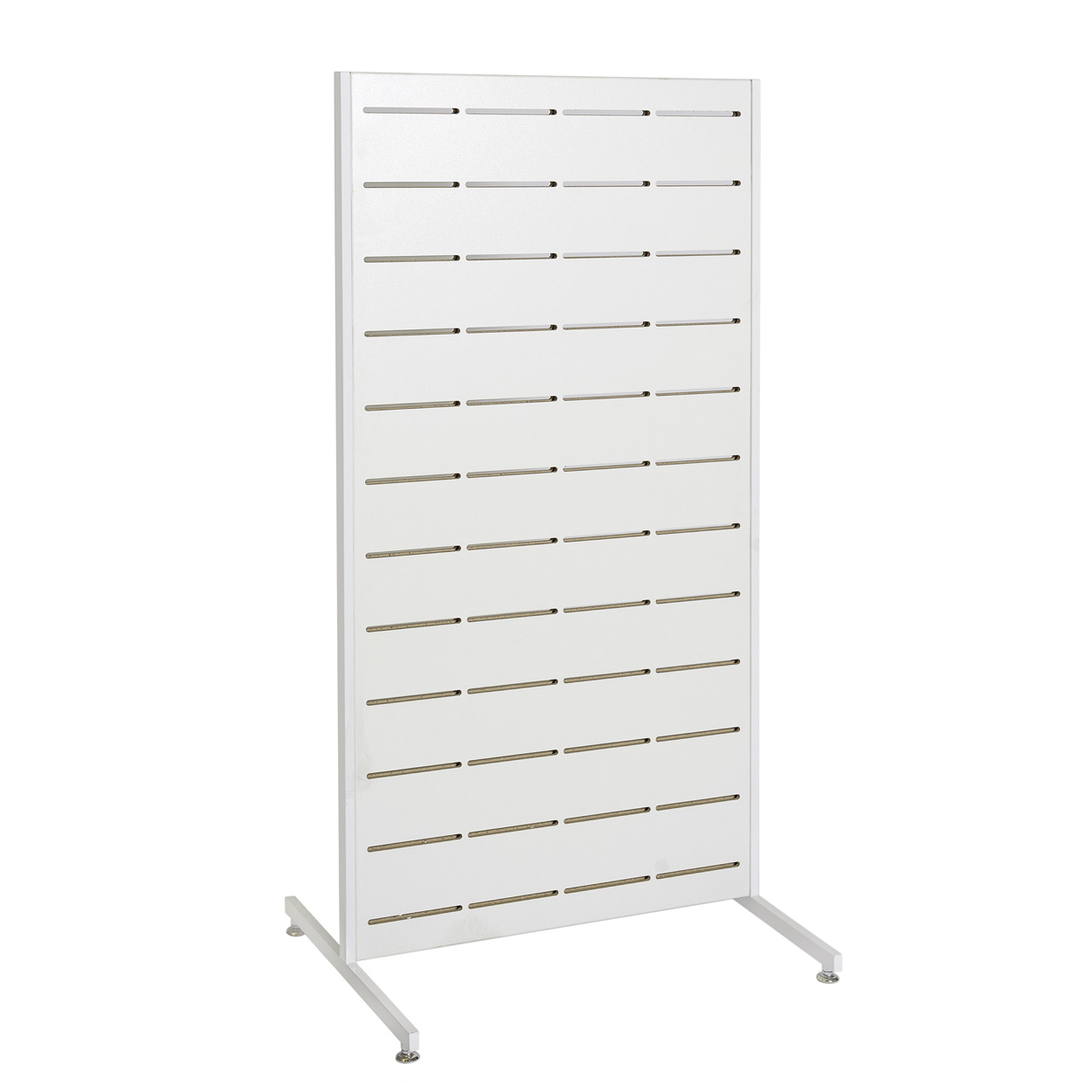 Dash slatwall timber lamin. Freestanding panel on legs  630 W x 1264 mm H(M8402WH)