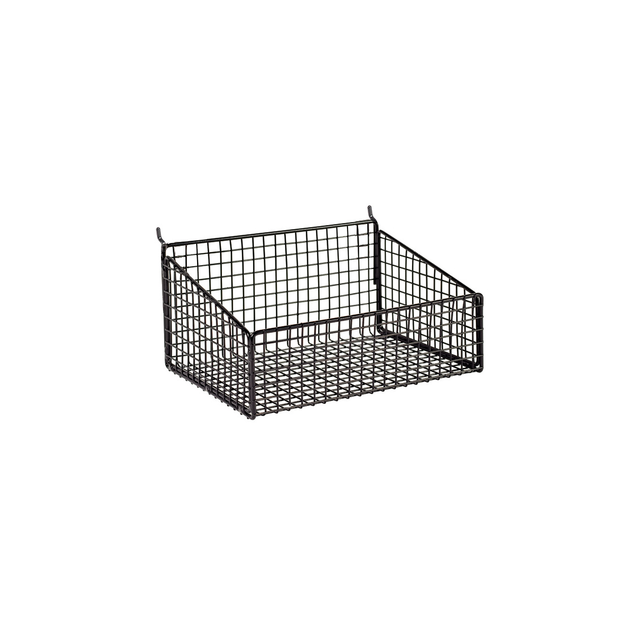 Slatwall mesh basket with low front  250 W x 185 D x 125 mm H(S1640BK)