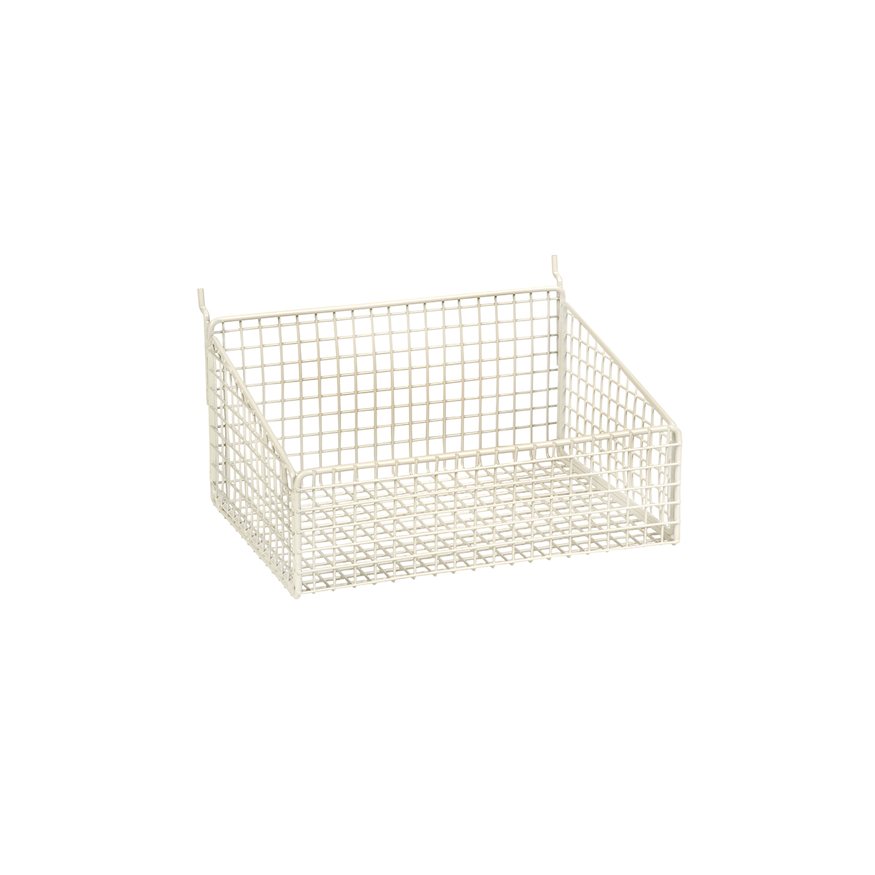 Slatwall mesh basket with low front  250 W x 185 D x 125 mm H(S1640WH)