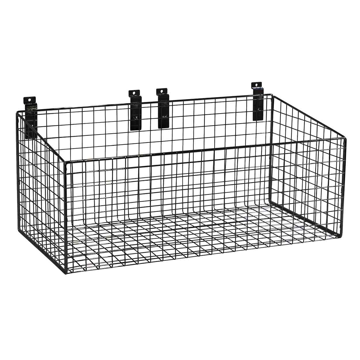 Shop for Shops Slatwall mesh basket with low front 586 W X 300 D X 280 mm H(S1643BK)