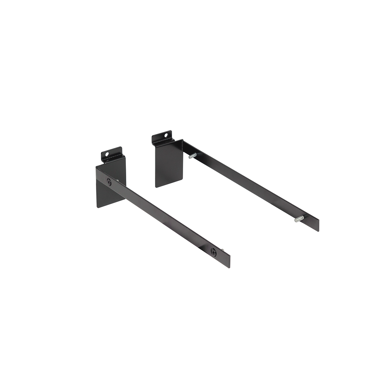 Slatwall bracket set for 18 mm x 300 mm D shelf  300 D x 18 H x 2.5 mm Thick(S1678BK)