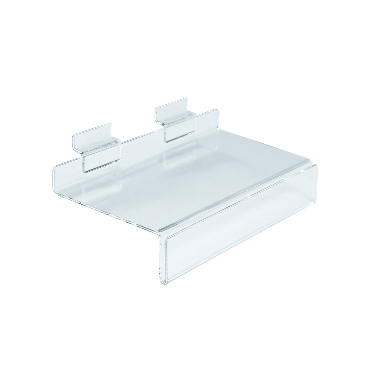Shop for Shops Slatwall acrylic shelf with ticket provision 250 W x 100 mm D(S2502CA)