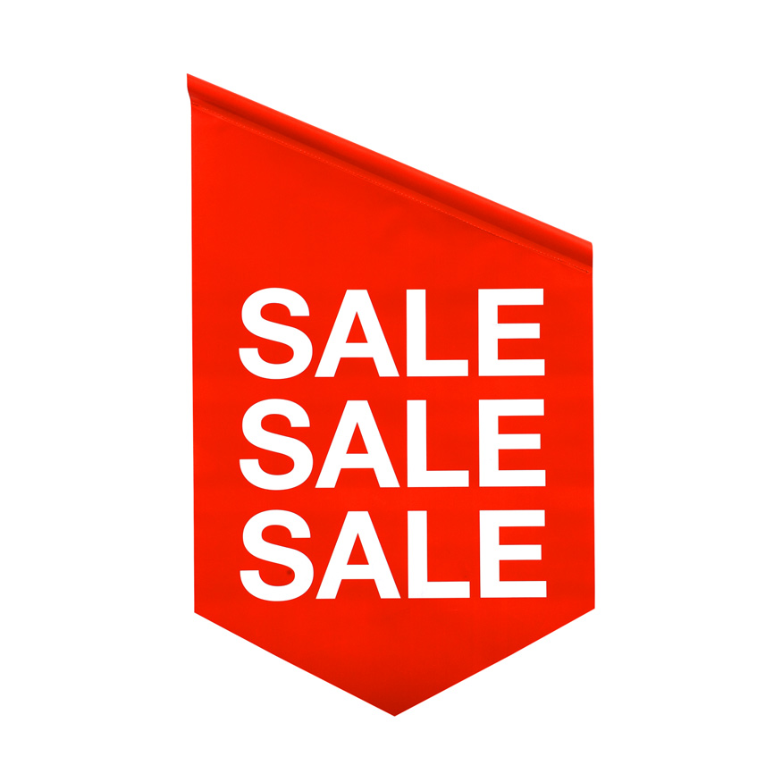 Shop for Shops Vinyl flag "sale sale sale" for T3366WH 420 W x 670 mm H(T3367RDWH)