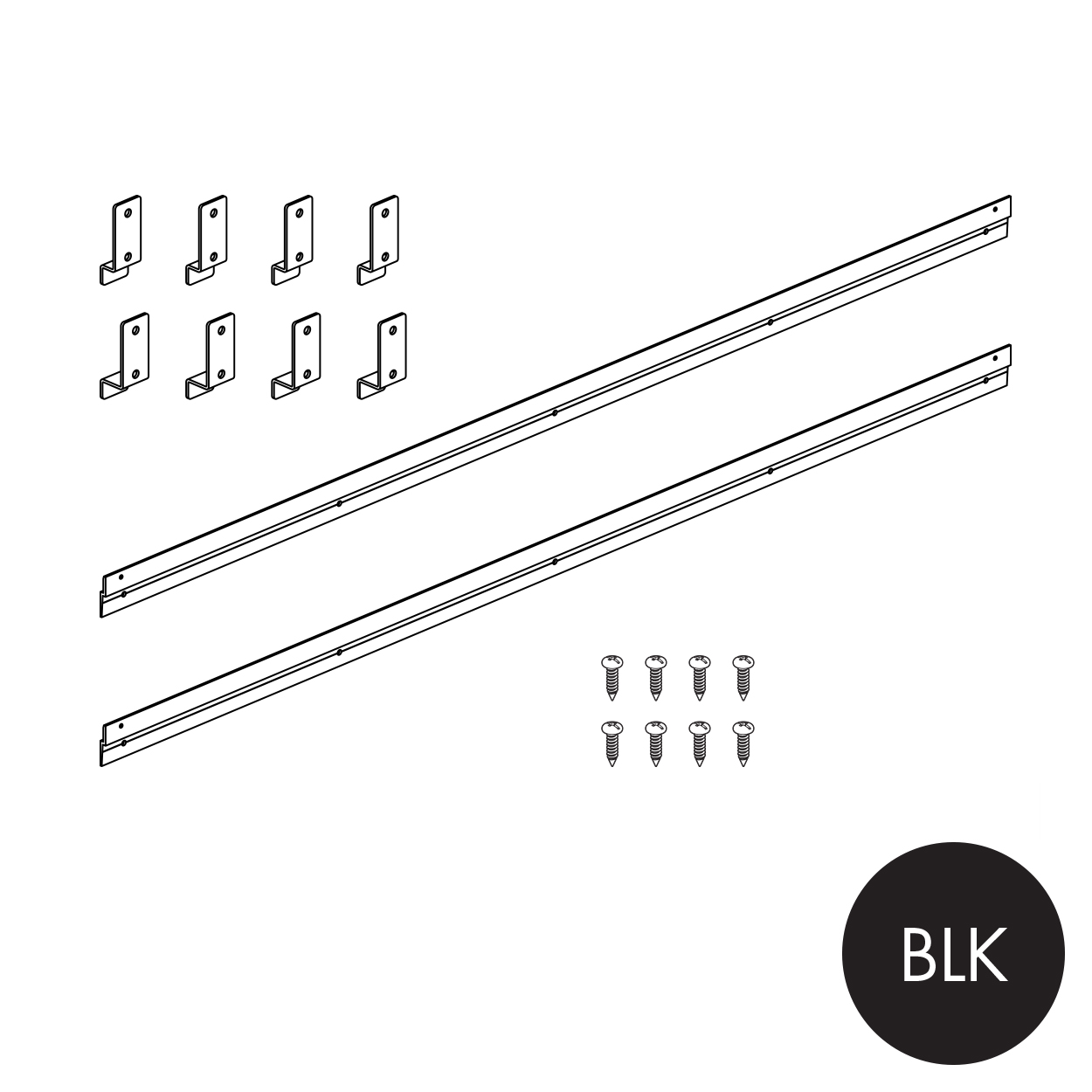 Peggie wall mount set for 1190 W x 558 mm H peggie or plain panels(P0622BLK)