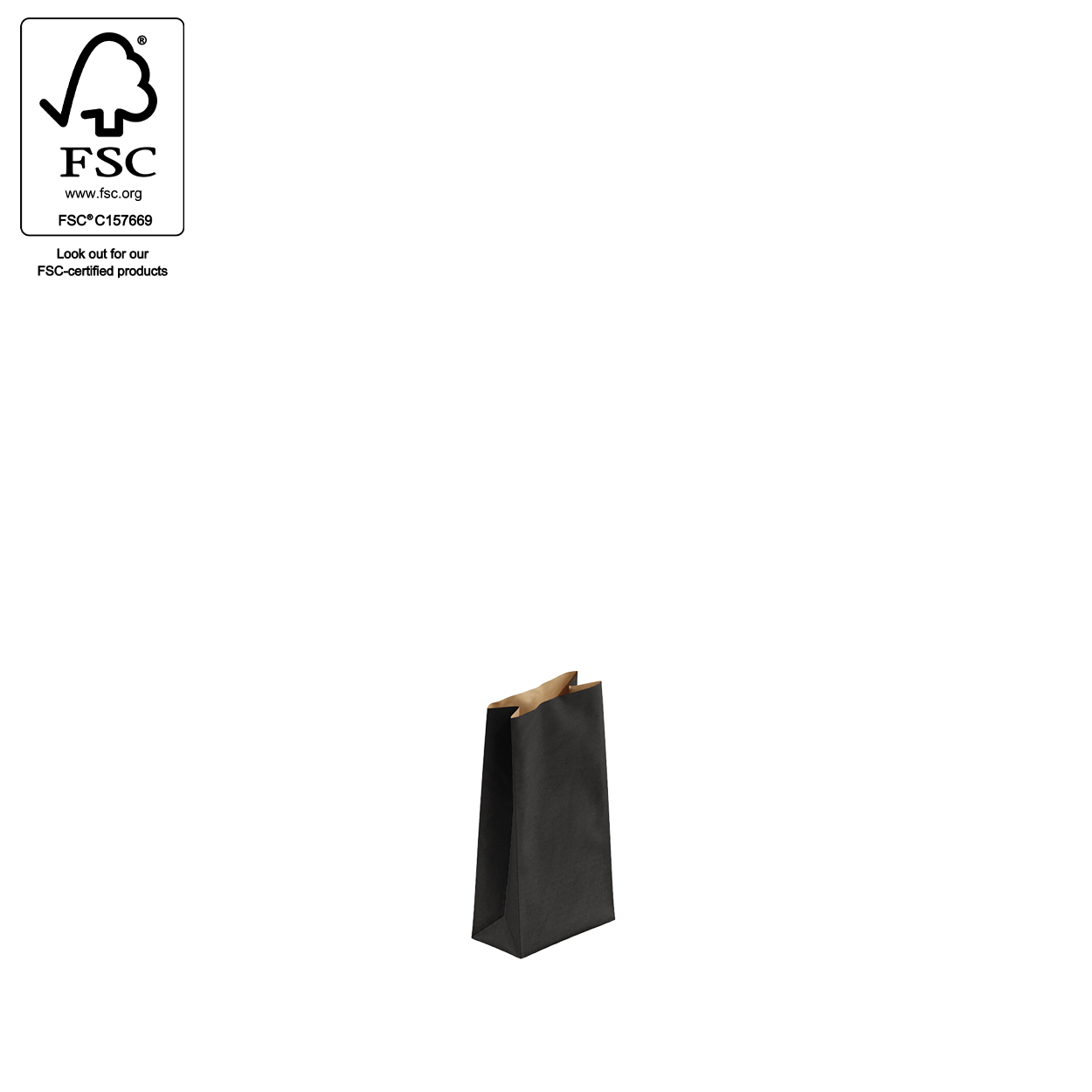Kraft paper gift bag short   85 W x 165 H x 45 mm gusset(A8000.1BK)