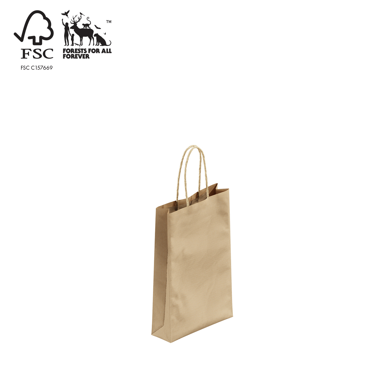 Shop for Shops Kraft paper bag extra small with handle 160 W x 255 H x 60 mm gusset(A8020.1BN)