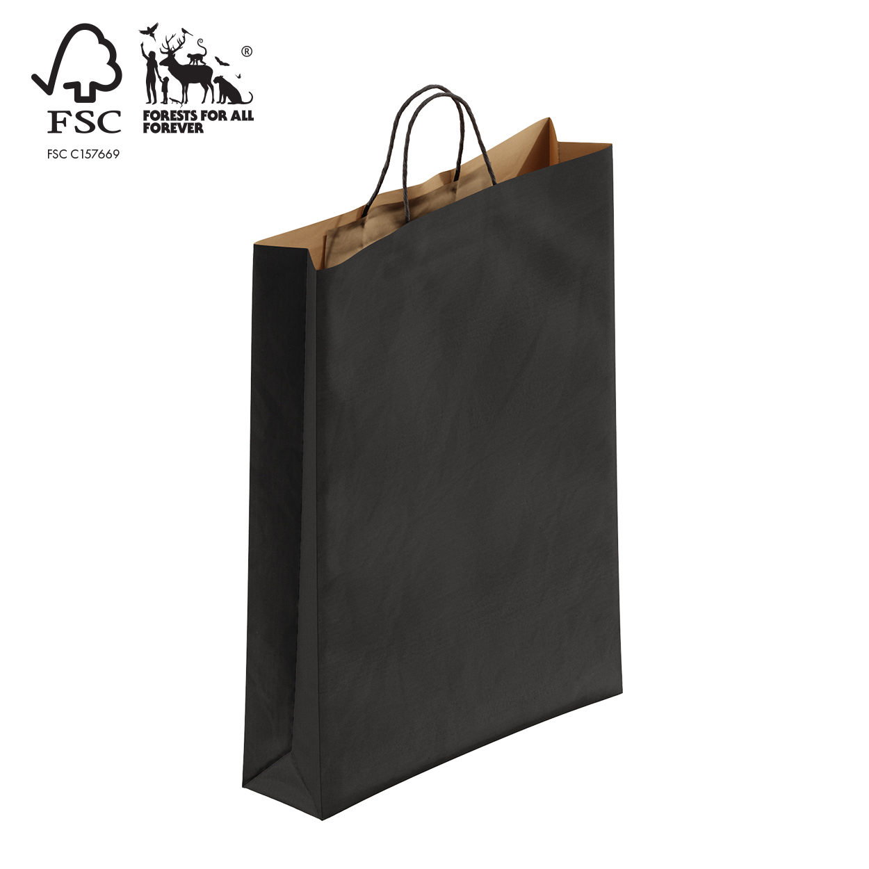 Shop for Shops Kraft paper bag medium with handle 340 W x 480 H x 90 mm gusset(A8022.1BK)
