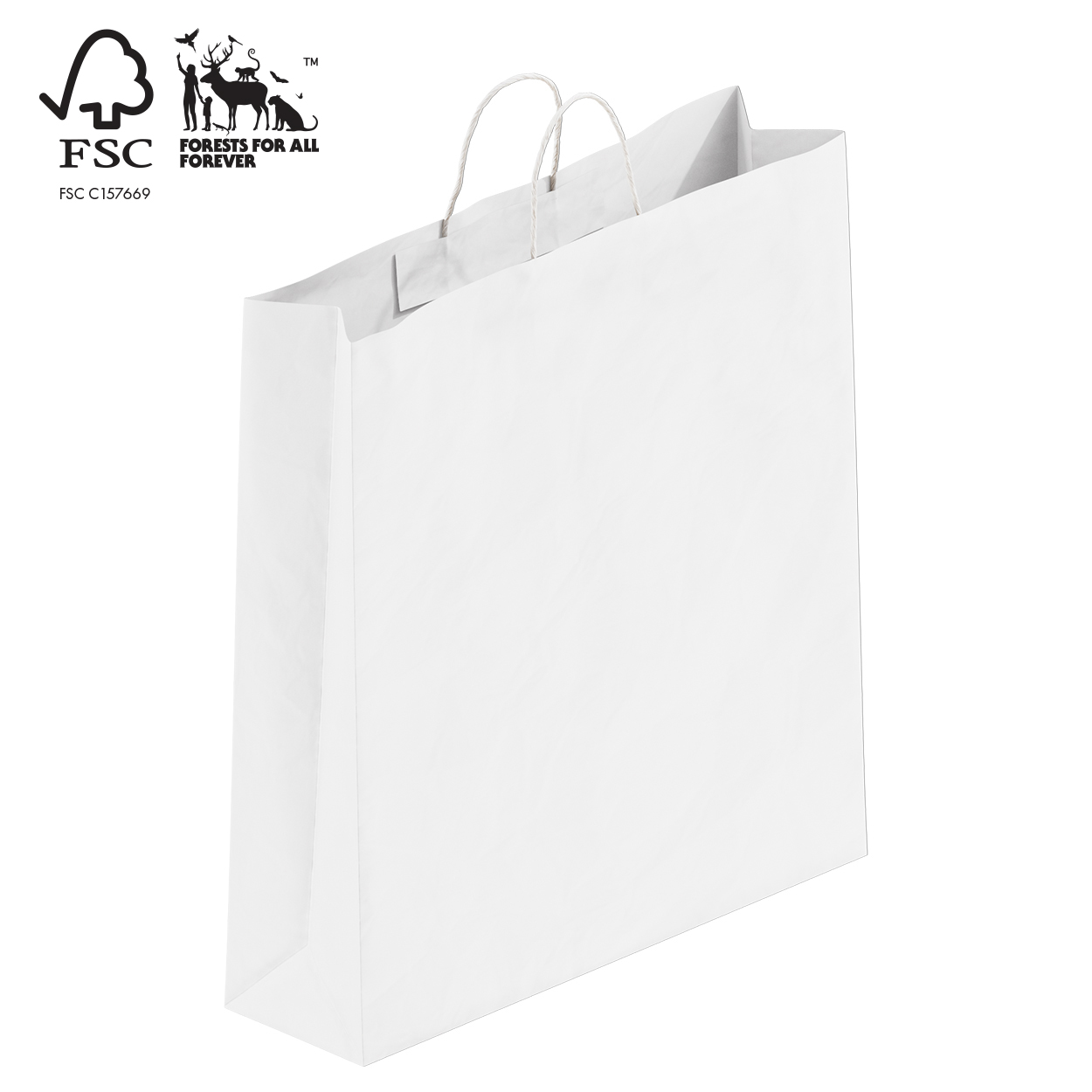 Shop for Shops Kraft paper bag large with handle 450 W x 500 H x 125 mm gusset(A8023.1WH)