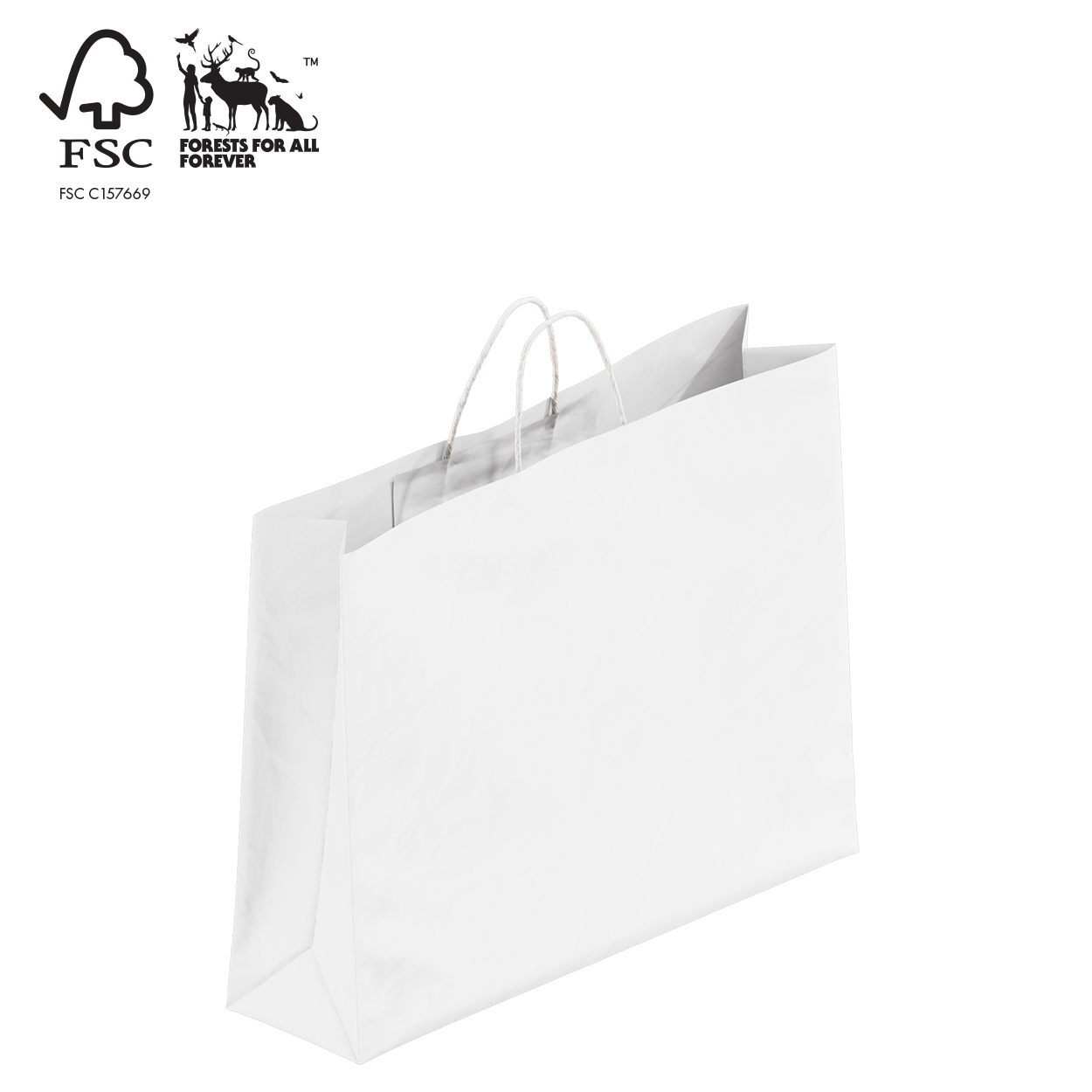 Shop for Shops Kraft paper bag boutique large with handle 450 W x 350 H x 120 mm gusset(A8024.1WH)
