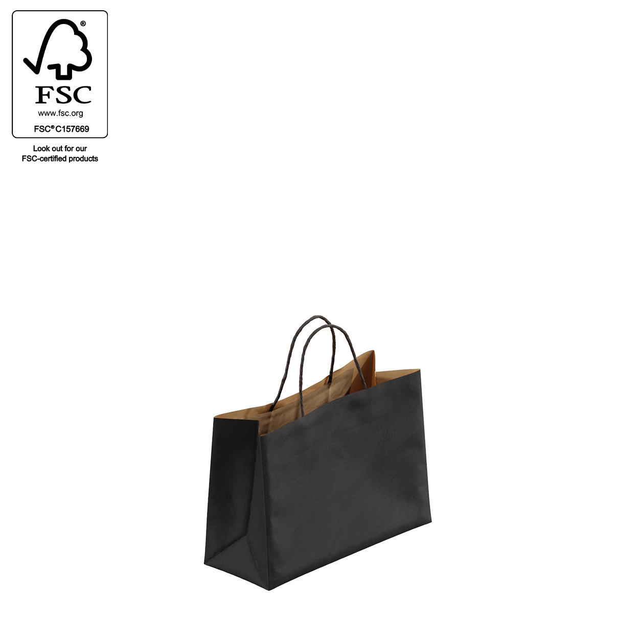 Kraft paper bag boutique extra small with handle  250 W x 180 H x 100 mm gusset(A8026.1BK)