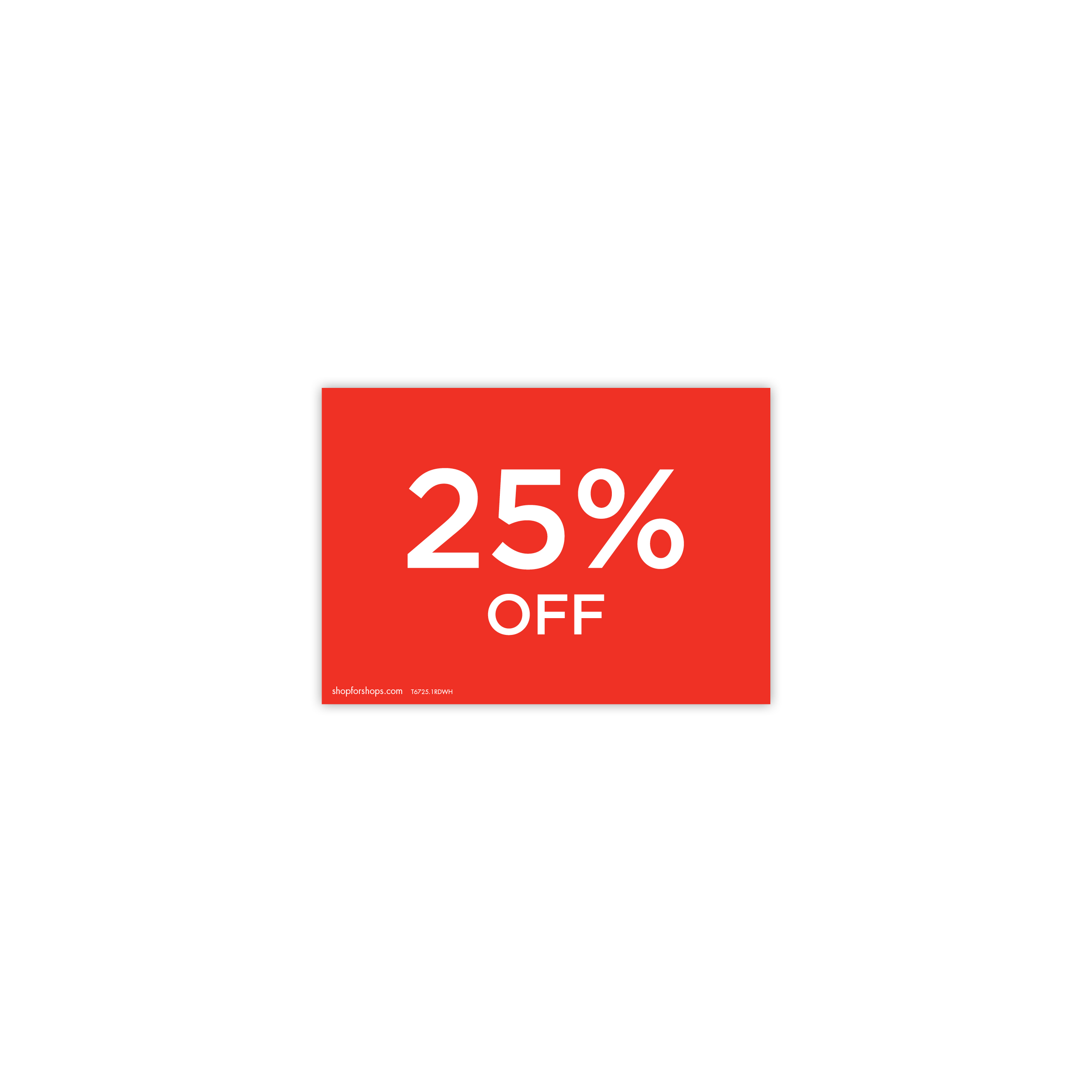 Shop for Shops A5 landscape double sided sign card "25% off" (pack of 5) 210 W x 148 mm H(T6725.1RDWH)