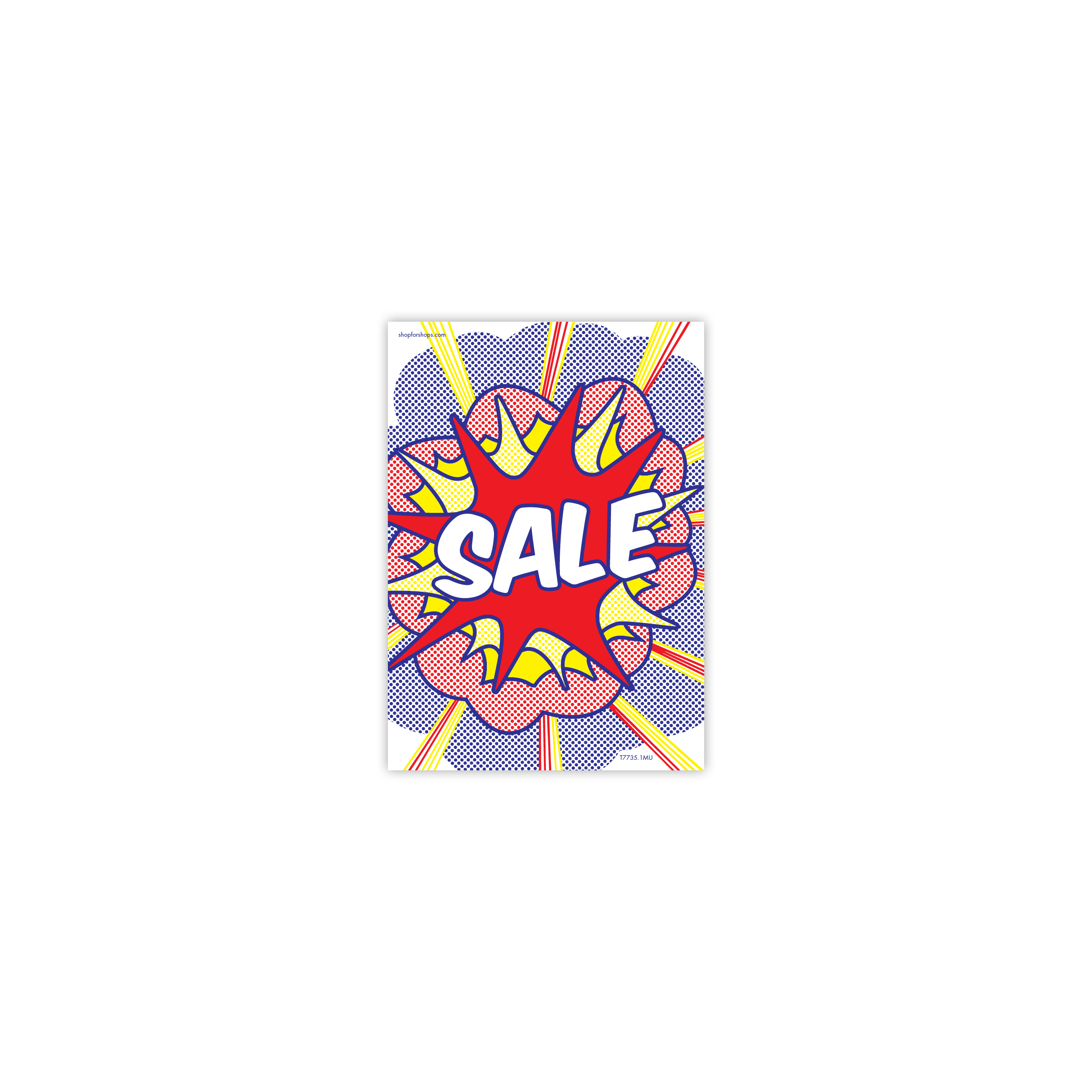 A5 portrait double sided sign card "SALE" (comic book style) (pack of 5) 148 W x 210 mm H(T7735.1MU)