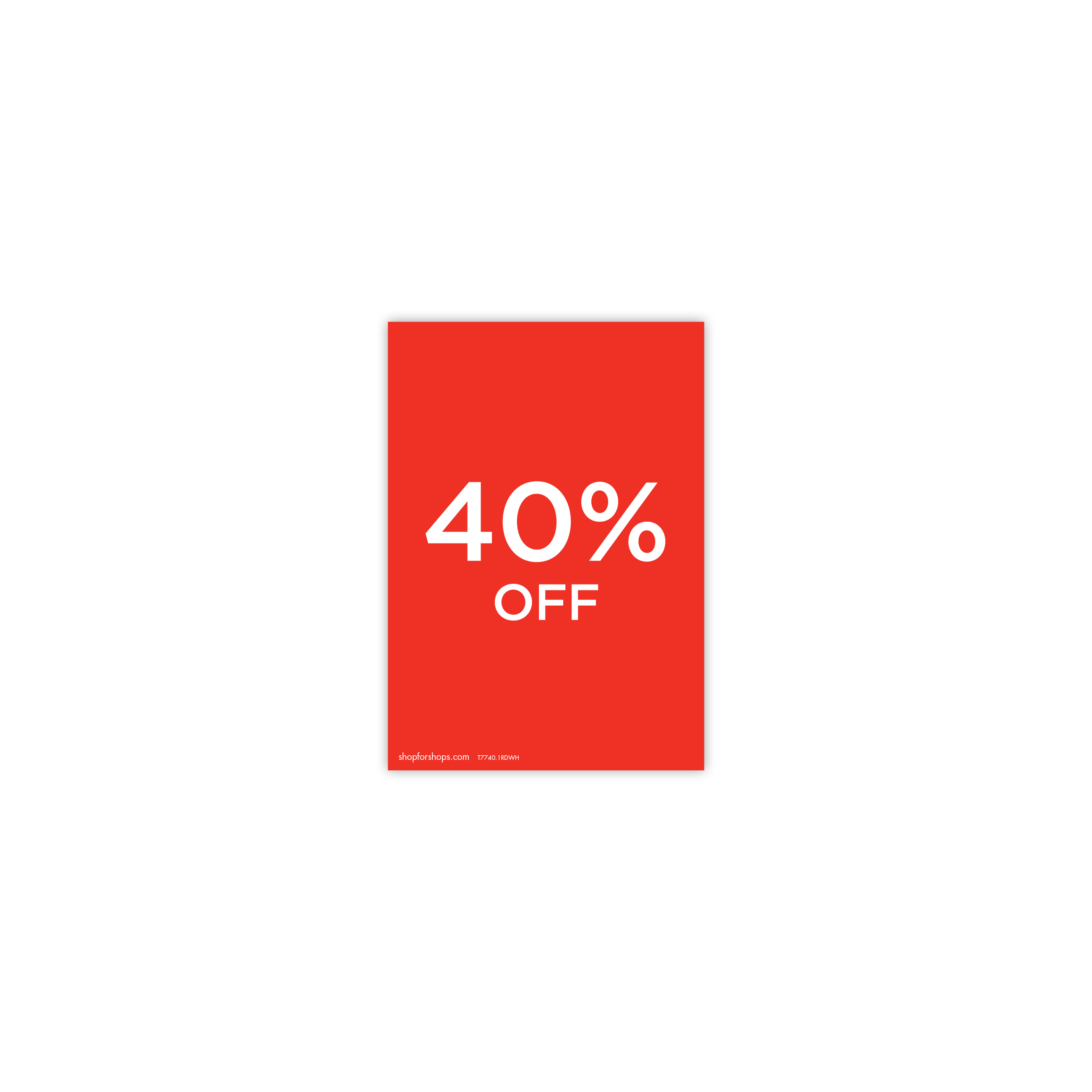 Shop for Shops A5 portrait double sided sign card "40% off" (pack of 5) 148 W x 210 mm H(T7740.1RDWH)