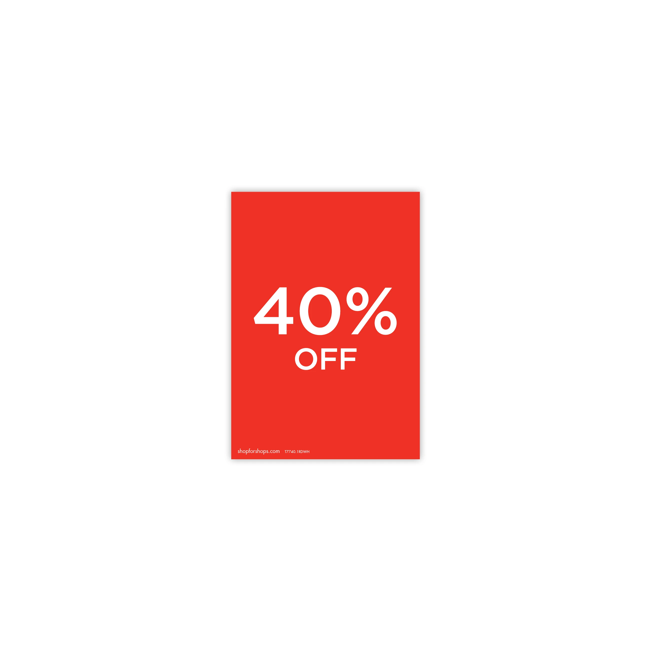 A5 portrait double sided sign card "40% off" (pack of 5) 148 W x 210 mm H(T7740.1RDWH)