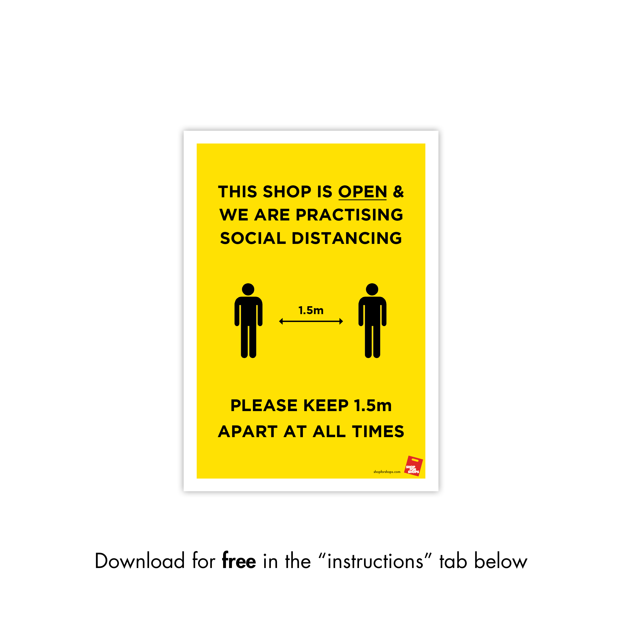 Shop for Shops COVID 19 DOWNLOADABLE POSTER 3 - SOCIAL DISTANCING (COVID3)