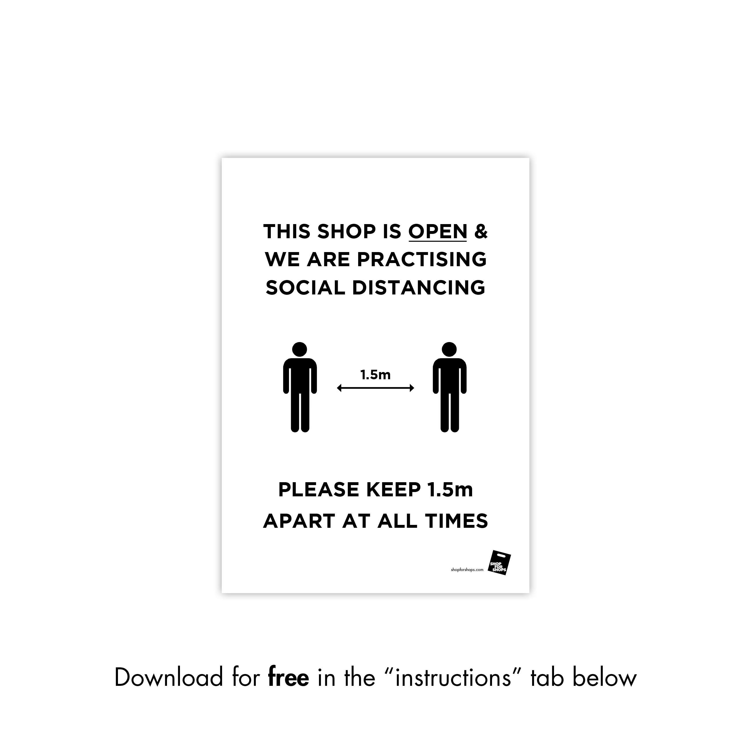 Shop for Shops COVID 19 DOWNLOADABLE POSTER 4 - SOCIAL DISTANCING 2 (COVID4)