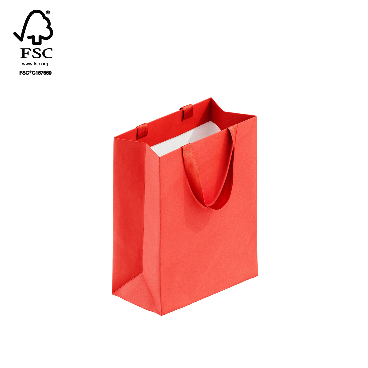 Style paper bag medium with ribbon handle 260 W x 330 H x 135 mm gusset(A8033.1RD)