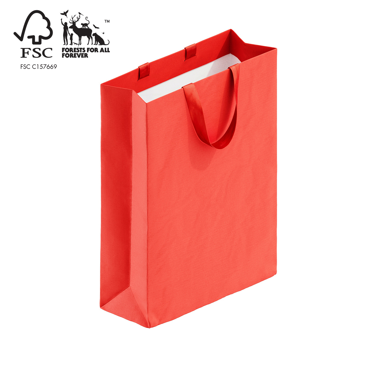 Shop for Shops Style paper bag large with ribbon handle 340 W x 460 H x 130 mm gusset(A8034.1RD)