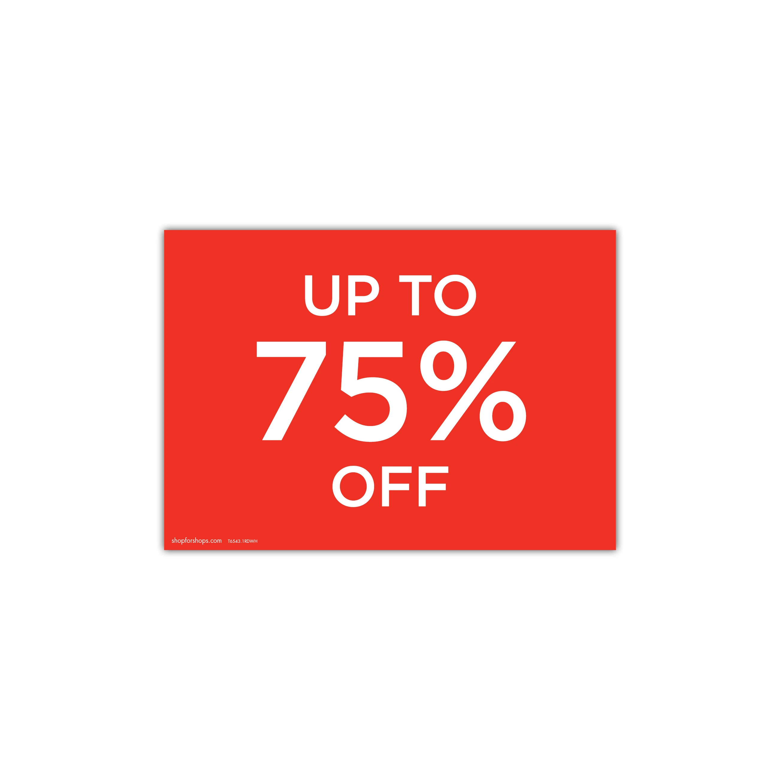 Shop for Shops A4 landscape double sided sign card "up to 75% off" (pack of 5) 297 W x 210 mm H(T6543.1RDWH)