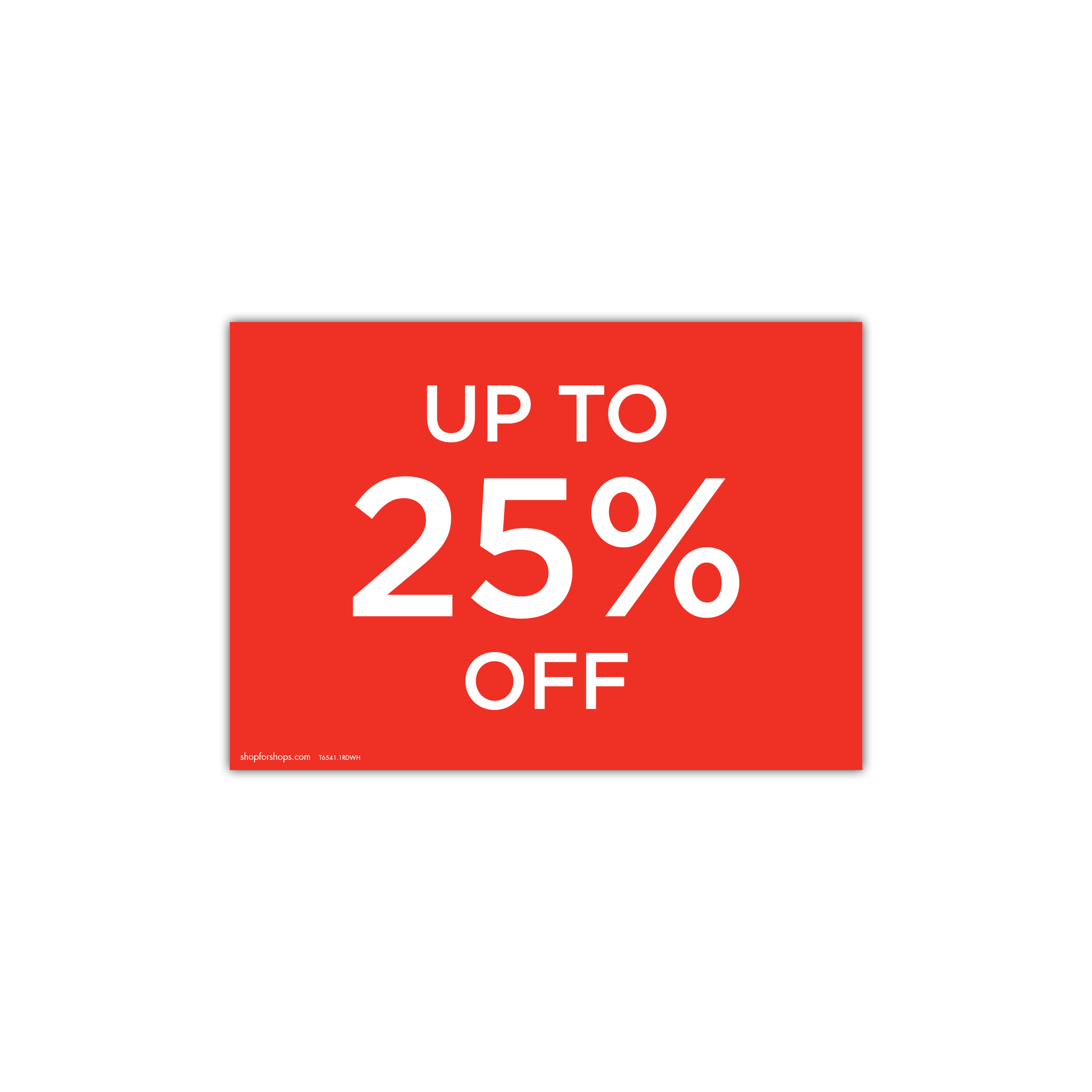 Shop for Shops A4 landscape double sided sign card "up to 25% off" pack of 5 297 W x 210 mm H(T6541.1RDWH)