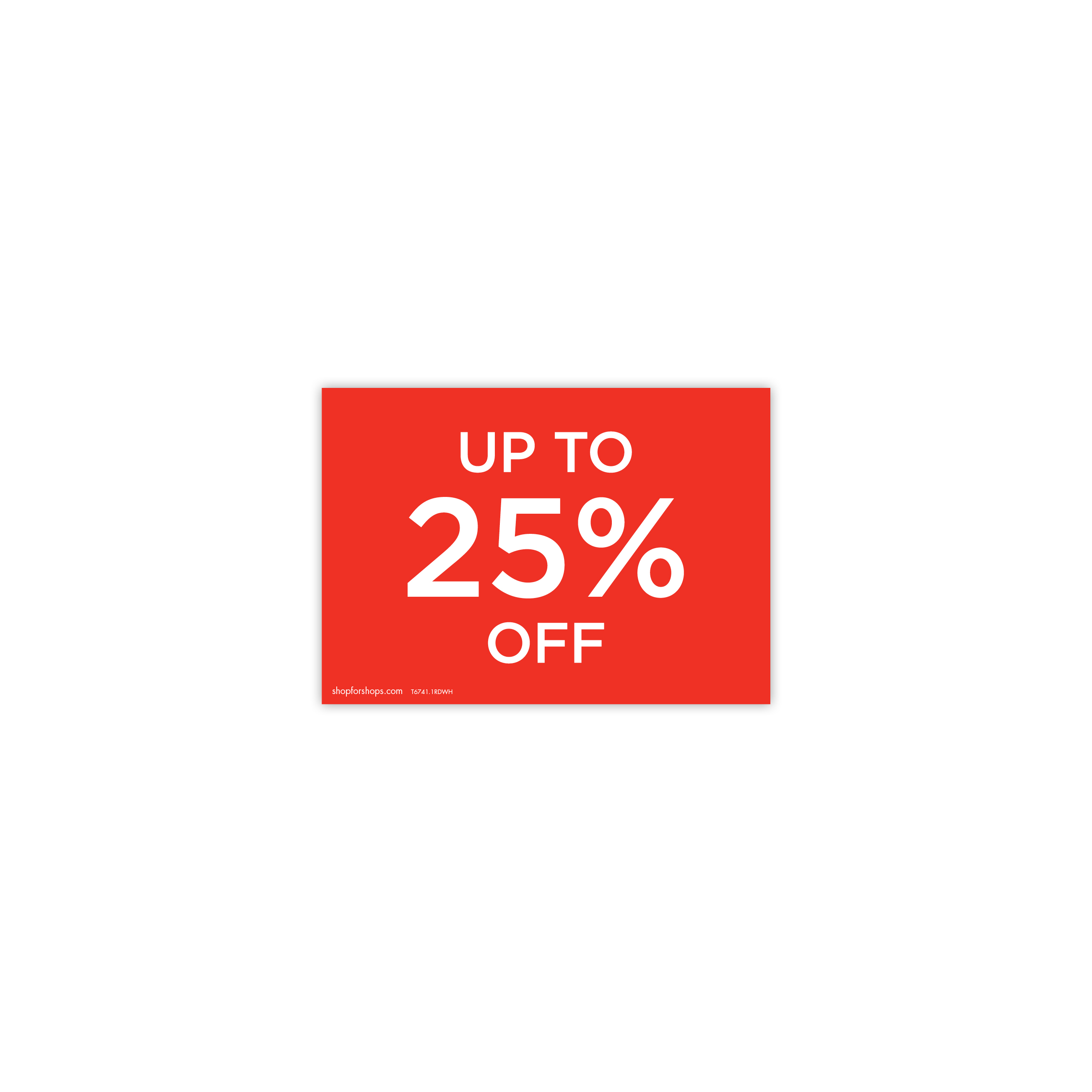 A5 landscape double sided sign card "up to 25% off" (pack of 5) 210 W x 148 mm H(T6741.1RDWH)