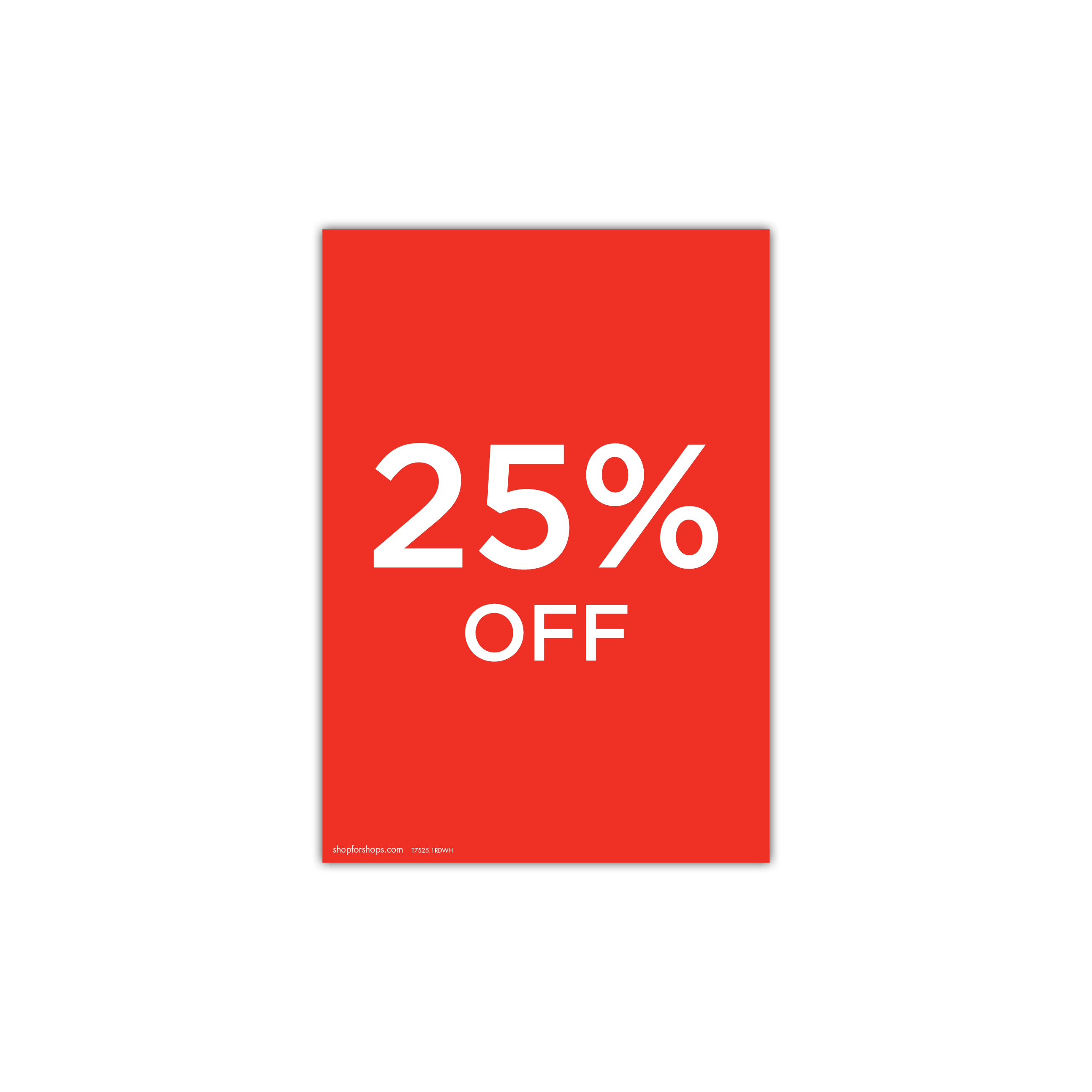 Shop for Shops A4 portrait double sided sign card "25% off" (pack of 5) 210 W x 297 mm H(T7525.1RDWH)