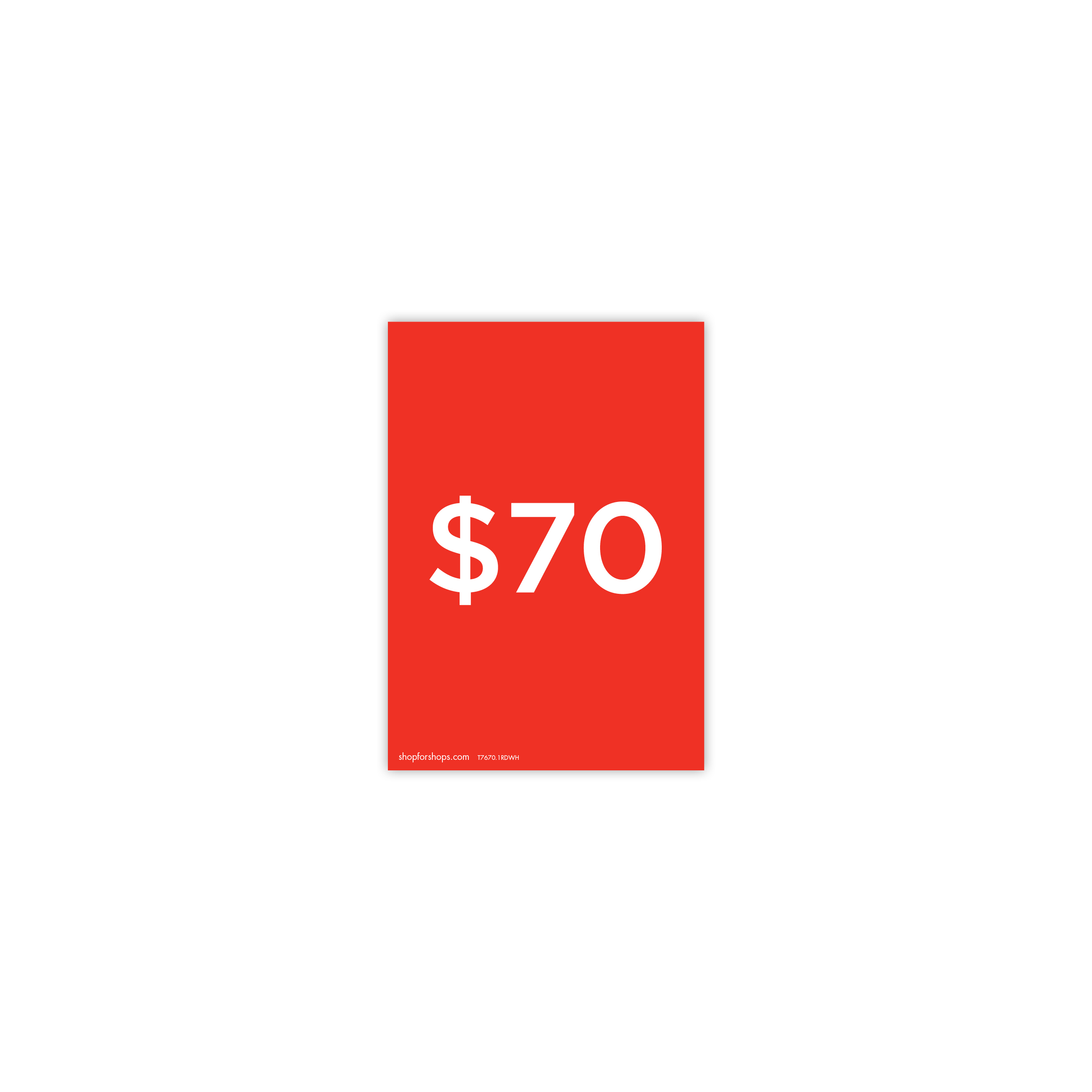A5 portrait double sided sign card "$70" (pack of 5) 148 W x 210 mm H(T7670.1RDWH)