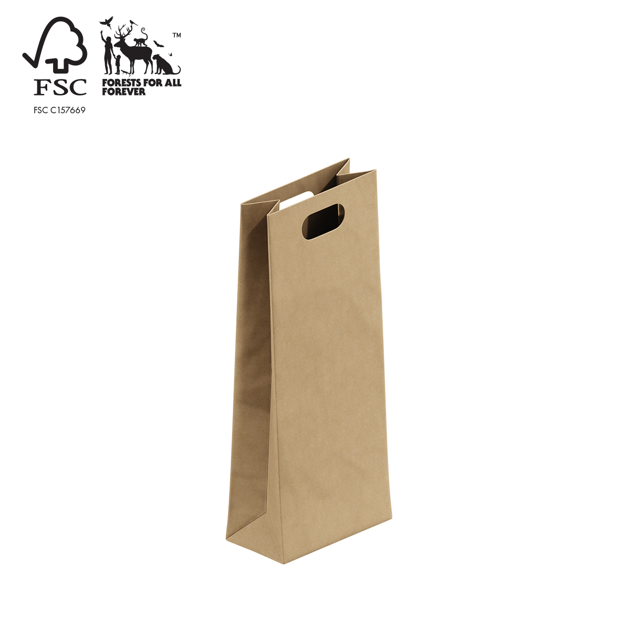 Shop for Shops Kraft two bottle bag with die cut handle(A8042.1BN)