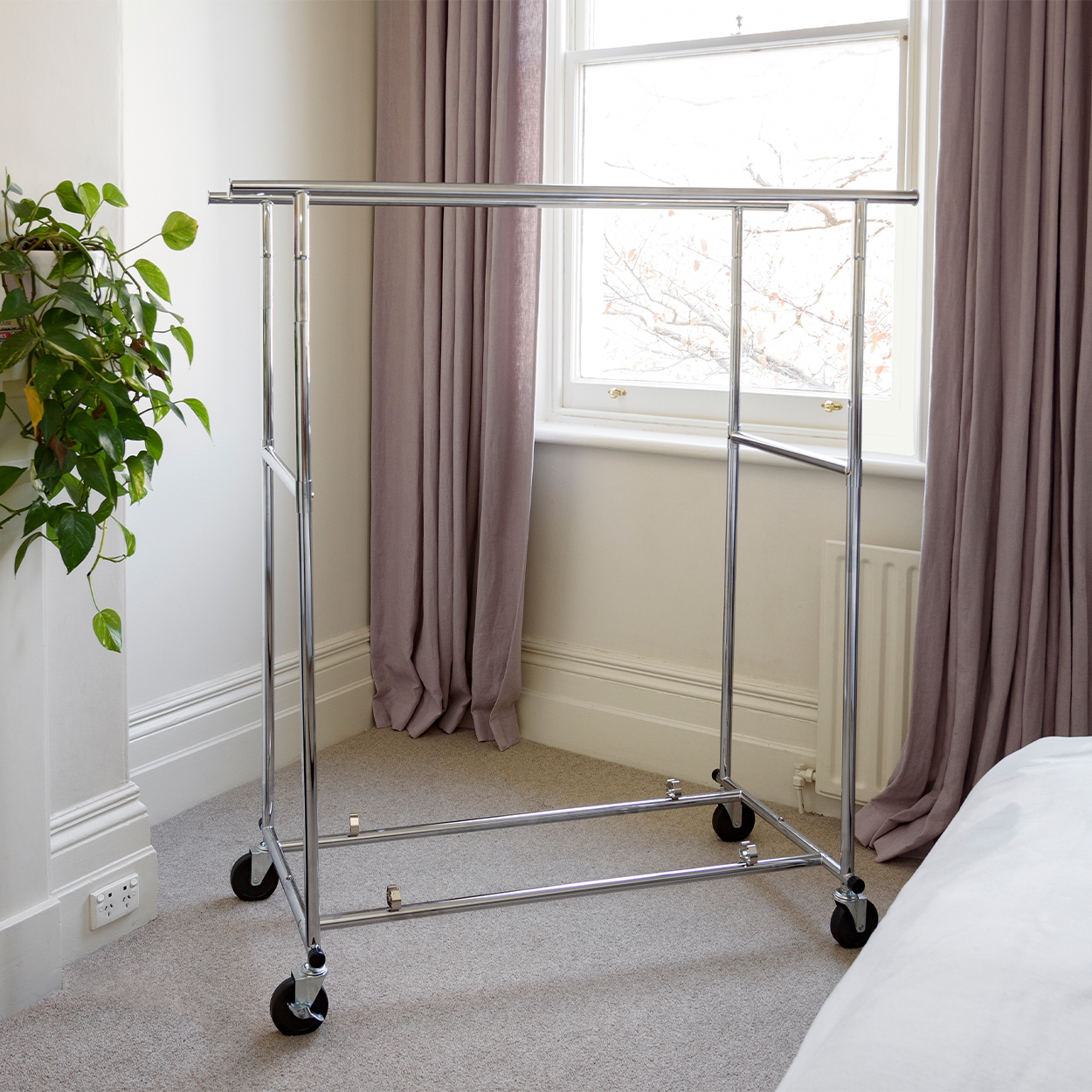 Double collapsible mobile clothes rack SERIES 2 (R1234.2CH)